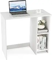 Giantex 80 cm Small Computer Desk, Home Office Desk for Small Space, Study Writing Desk with 2 Compartments, Modern Simple Style Work Desk, White