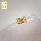 14K REAL Solid Gold Cubic Zirconia Double Butterfly Ear Cuff Ring No Piercing