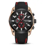 MEGIR Men Chronograph Quartz Watch with Date Luminous Hands, Sport Wristwatch Silicone Strap Waterproof Watch