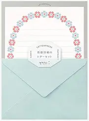 Midori 86478006 Letter Set, 478, Typograph, Flower Frame Pattern, Light Blue