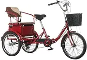 Three Wheel Bike, 20-Inch Adult Tricycle 6 Speed 3 Wheel Adult Trike with Large Size Basket Three-Wheeled Cruise Bike for Recreation/Shopping/Exercise Cycling Pedalling