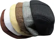 [MOBUTOFU] Flax Beret Newsboy Cap Men's Driving Hat British Style Peaked Hat for All Seasons Black