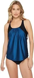 [Reebok] Women's Swimwear Sparkling Night Core Strappy Back Scoop Neck Soft Cup Tankini Swim Bathing Suit Top