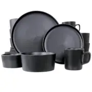 Stoneware Dinnerware Set 20-Piece Black (Service for 4)