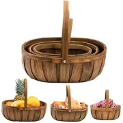 3 Pack Wicker Bread Baskets, Wood Chip Picnic Basket with Handles, Handmade