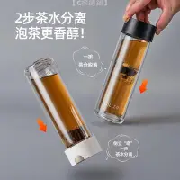 在飛比找Yahoo!奇摩拍賣優惠-馬克杯 時尚 磁吸茶水分離雙層玻璃杯耐高溫防燙水杯男士高檔商