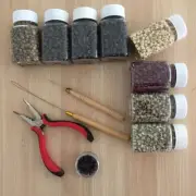 200 Silicone Micro Beads Feather Hair Extension Tool Kit-Hair Pliers,hook & Loop