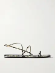 [KHAITE] KHAITE - Loop Snake-effect Leather Sandals - Snake print - IT37 IT 37 Animal print