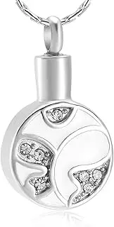 DOTUIARG Cremation Jewelry Butterfly Round Pendant Memorial Urn Necklace Keepsake for Human Pets Ashes