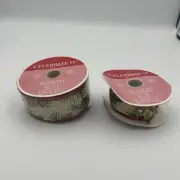 Celebrate IT Pinecone Bows Red Gold Glitter Wired Craft Ribbon 1 1/2 in X 10 yd