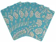 Cotton Decorative Flower Design Placemat Set of 6 Pieces 34x45 cm Turquoise