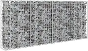 vidaXL Gabion Wall – Galvanised Steel Retaining Structure with Covers, Easy-to-Assemble, Ideal for Residential and Commercial Usage – 200x20x85 cm, Silver