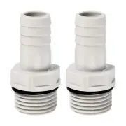 Hose Barb Fitting 15mm Barbed G1/2 Male Thread, 2 Pack Pipe Connector, Grey