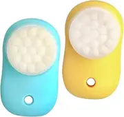 DECOMELODY 2pcs Double Sided Facial Cleansing Brush Cleaner Facial Scrubber for Face Exfoliating Face Scrubber Face Cleansing Brush Face Brush Skincare Women Gentle Cheeks Real Silica Gel