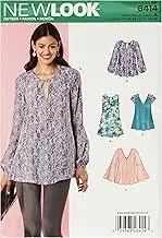 NewLook 6414 Misses' Sewing Pattern Tunic and Top with Neckline Variations, Size 8-10-12-14-16-18-20