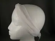 White solid color turban twist tie wrap fabric headband head scarf 60" long