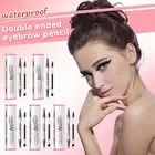 3D Microblading Eyebrow Pencil Ended Eye Brow Pen With 2 Fork TipAnd Brush Tip