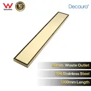 Decaura Shower Drain Grate Linear Floor Waste Tile Insert Brushed Gold 1200mm