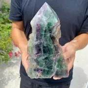 8.8lb Natural Fluorite Obelisk Quartz Crystal rough Wand Tower Point Healing