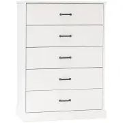 Liberty Modern Wooden Chest Of 5-Drawers Tallboy Storage Cabinet - White