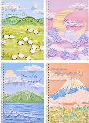 Aesthetic Spiral Notebook Set of 4, College Ruled A5 Size Cute Spiral Notebook w