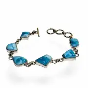 Sterling Silver Dominican Nice Blue Larimar Stone Handmade Bracelet