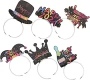 NUSITOU 6pcs Hair Hoops Happy New Year Hair Band New Year Party Decoration Christmas Party Headband Happy 2024 Headband Party Favors Glitter Star Headband New Year Photo Prop Paper