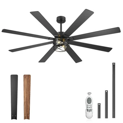 Farmhouse Ceiling Fan 72 Inch Ceiling Fans with Lights and Remote 8-Reversibl...