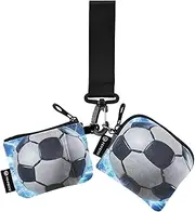 [XYMZR] Mini Zip Around Wristlet keychain Wallet Football Lightning Abstract for Women Personalized Pattern Detachable Dual Pouch Wristlet Portable Wallet Phone Coin Purse, Multi-colored, One Size