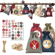 Christmas Advent Calendar Gift Bag Set for DIY Filling Fabric Bag Xmas Gift Bags