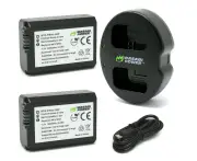 Wasabi Power NP-FW50 Camera Battery (2-Pack) and Dual USB Charger for Sony Alpha a5100, a6000, a6300, a6400, a6500, Alpha a7, a7 II, a7R, a7R II and more