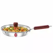 Hawkins Steel Induction Compatible Frying Pan with Glass Lid Dia 26 cm