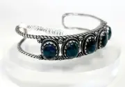 AMERICAN WEST Sterling Silver Five-Gemstone Cuff Bracelet - Apatite/Avg - NWT