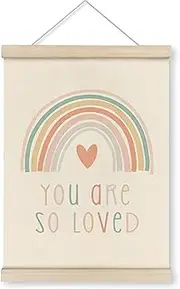 HRQKO You Are So Loved Inspirational Poster Hanger Frame, Boho Rainbow Wall Art With Wooden Frames, Motivational Quotes Wall Hanging Decor for Nursery Classroom Baby Girl Girls Room,12x16 Inch