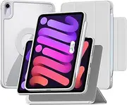[ZENLU] iPad Mini 6th 7th Generation Case Removable Magnetic Folio Cover, Premium PU Leather, Multiple Angles Stand, Pencil Slot Charging Support, Full Protective Case for 8.3 inch iPad Mini 6 7 (Grey)
