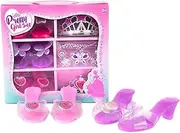 Princess Dress up Shoes Set Kids Dress up Fashion Princess Dress up Accessories of Crowns, Necklaces & Earrings Cute Toddler Heels Role Play Collection