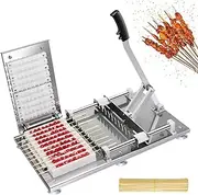 Manual Kebab Skewer Machine,Kebab Maker Press Mould,10 Holes BBQ Bamboo Skewer,Meat Making Machine,BBQ Grilling Making Kabobs Kit,Commercial Stainless Steel Satay Meat String Machine.
