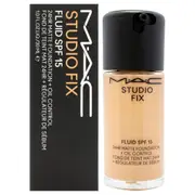 Studio Fix Fluid SPF 15 24Hr Matte Foundation Plus Oil Control - NC30 Light To Medium Beige with Golden Undertone by Mac for Women - 1 oz Foundation