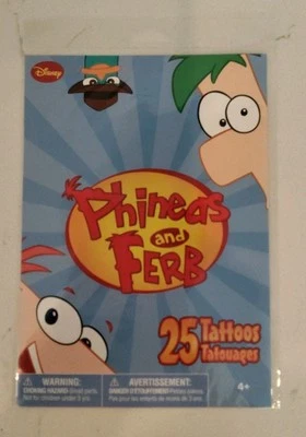 Phineas and Ferb 25 temporary tattoos new/sealed Perry Candice Isabella Jeremy