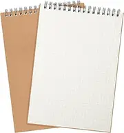 Engrowtic 1 Pack Graph Paper Spiral Notepad A5 Top Wirebound Notepad Grid Notebook Steno Pads Memo Notebook Grid Paper 140 Pages for Writing Sketching Drawing Office Supplies (Kraft)