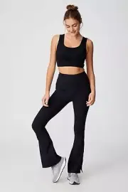 Cotton On Curve Women's Plus Size 16 Black Active Rib Flare Pants