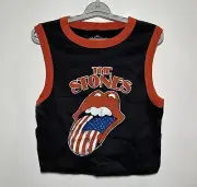 Women's Rolling Stones Cropped Scoop Neck Tank Top (Juniors') - Black XXL