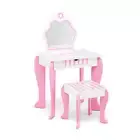 Kids Vanity Table Stool Set With Mirror Drawer