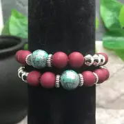 2 PC Handmade Bohemian Beaded Stackable Stretch Bracelet Set New 9931