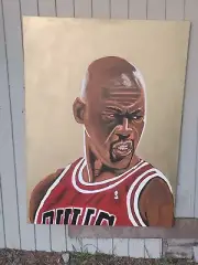 Micheal Jordan "PLAYOFF MIKE" 36X48 ORIGINAL ARTWORK BY GHOST