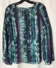 Mossimo Small Woman Pull Over Blouse Multicolor Elastic Flared Long Sleeve New