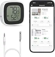 ORIA Bluetooth Fridge Freezer Thermometer, Smart Refrigerator Thermometer with Probe, App, Alerts Calibration, Data Storage Export, 164ft Range, Temperature Humidity Monitor for Refrigerator, Home