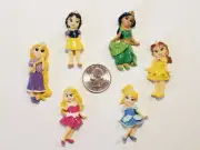 6 Pcs Lot princess 3D Flatback Resin Cabochon Hair Bow Center/DIY Supplies.