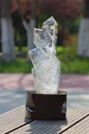 2.6kg Natural Clear Quartz Obelisk Quartz Cystal Point Wand Tower + Stand
