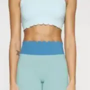 Eleven by Venus William Pretty Power Blue Scalloped Leggings & Bra set M New
